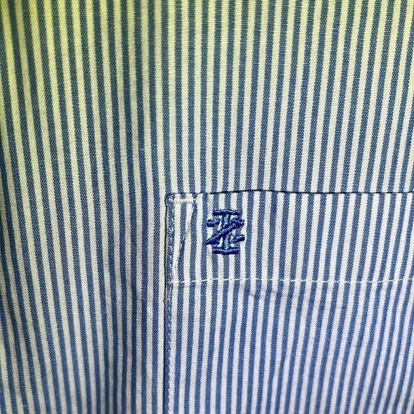 Izod Blue and White Striped Long Sleeve Button Down - Picture 5 of 10
